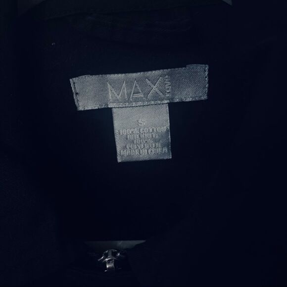 MAX Rave Small Black Cropped Collared Coat Zipper and Button Closure Vintage - Picture 5 of 6